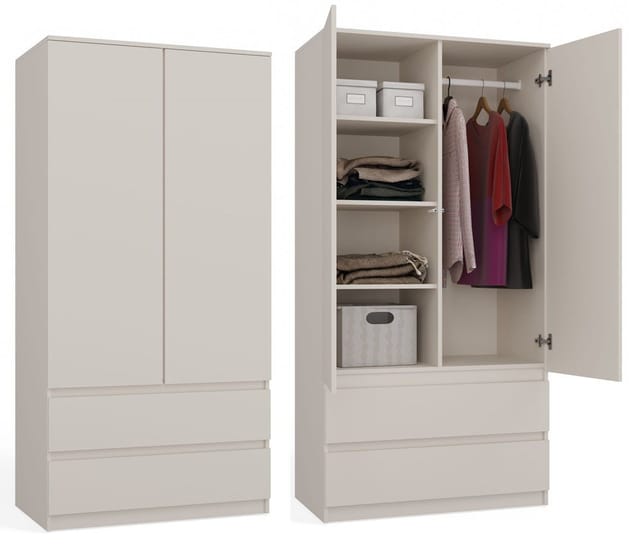 Cdf Moderner Schrank Malwa SS-90 Farbe: Beige Ideal für ein Schlafzimmer, Flur, Kinderzimmer oder Büro Kleiderständer, Garderobenständer 4 praktische