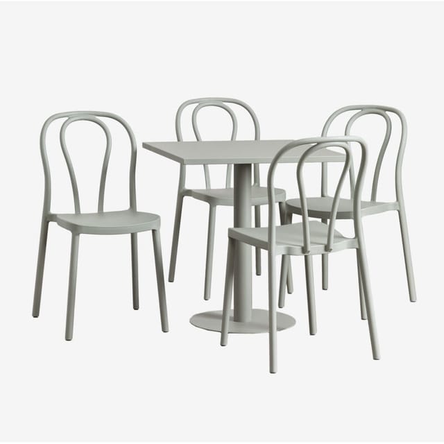 Sklum - Set aus quadratischem Tisch 70 x 70 cm und 4 Gartenstühlen Mizzi Grün Caqui