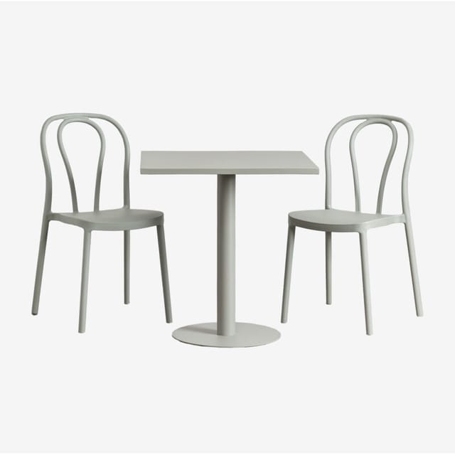 Sklum - Outdoor-Set mit quadratischem Tisch 70 x 70 cm und 2 Stühle Mizzi Grün Caqui