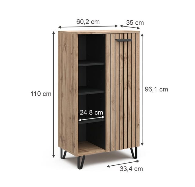 Kommode Amber, Braun, 60.2 x 110 cm mit 1 Tür Vicco