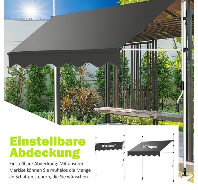 Markise - 200 x 120 cm - Weiß und Orange