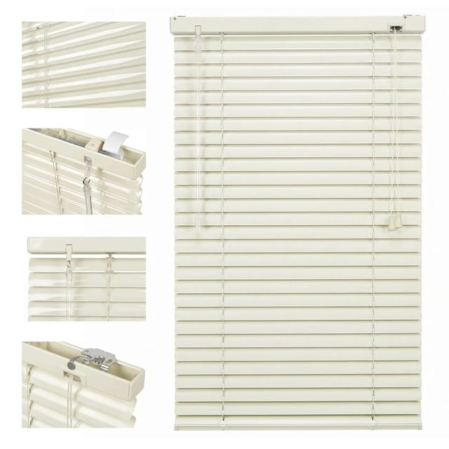 Alu Jalousie ohne Bohren Klemmfix Jalousette freihängend - 25mm Alu-Lamellen, Creme, 80 x 130 cm - Sekey