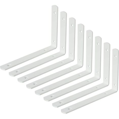 8 Stück Robuste 20 Cm Wandregalhalterungen, 90°-winkel-wandregalhalterungen, Wandregalträger Aus Edelstahl Für Schlafzimmer/badezimmer, Weiß