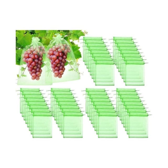 100 Stück 7 x 9 cm Obstschutzbeutel, Gartentraubenschutzbeutel Organzabeutel mit Kordelzug gegen Wespen
