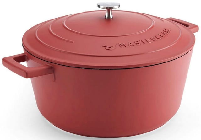 MasterClass Großer Kochtopf mit Deckel 5 l/28 cm, leichter Aluminiumguss, geeignet für Induktion, Backofen und Herd, Farbe rot
