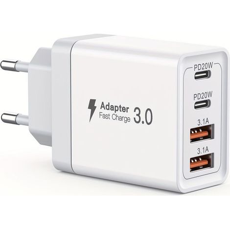 Usb-c-ladegerät, 40 W, 4-port-schnellladefunktion Mit Eu-stecker Für Iphone, Multi-area Pd+qc 3,1 A Typ-c-adapter Für Iphone 16, 15, 14, 13, 12, 11 Pro Max, X, Xs, Xr, 8, 7, 6s Plus, Mini, Se, Ipad, S