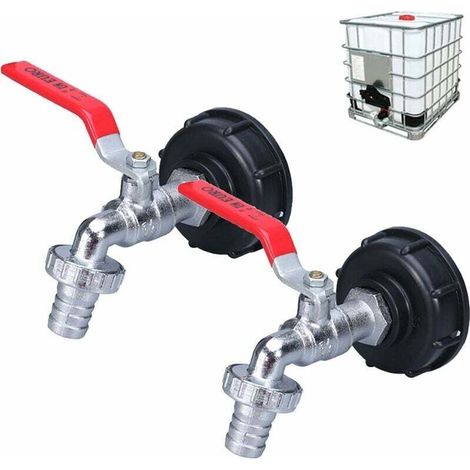 2 Stück Regenwassertank-hähne – Doppelter Messinghahn 1/2" – S60x6 Gewinde – Kompatibel Mit 1000-liter-ibc-tank