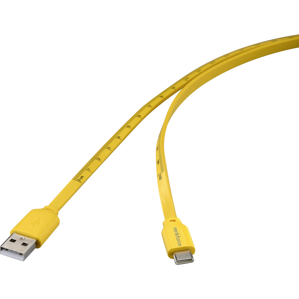 Renkforce Usb-kabel Usb 2.0 Usb-c® Stecker, Usb-a Stecker 1.00 M Gelb Maß-aufdruck (metrisch) Rf-67