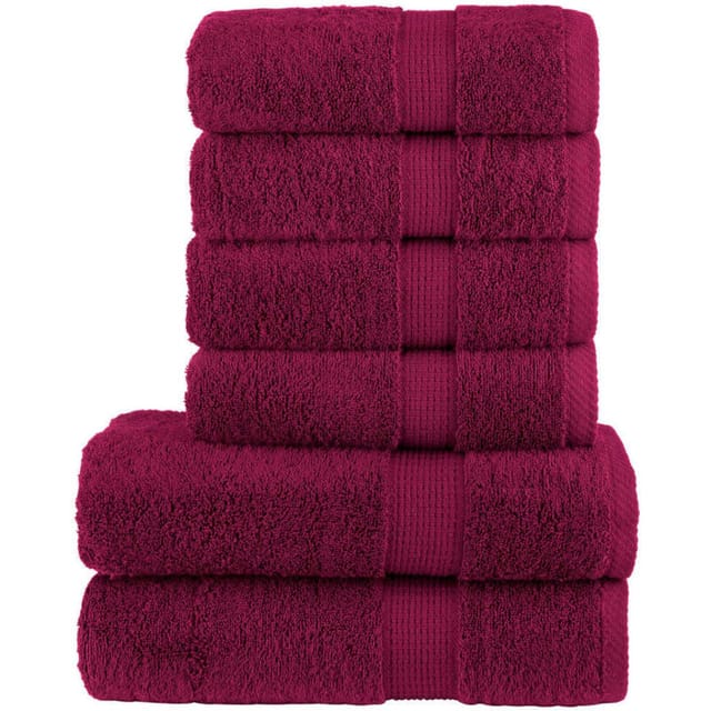 6 tlg. Premium-Handtuch-Set solund Bordeaux 600 g/m² Vidaxl