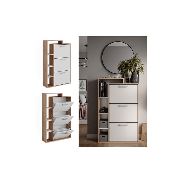 Vicco - Schuhkommode Orlando, Sonoma, 80 x 128.3 cm mit 3 Fächern