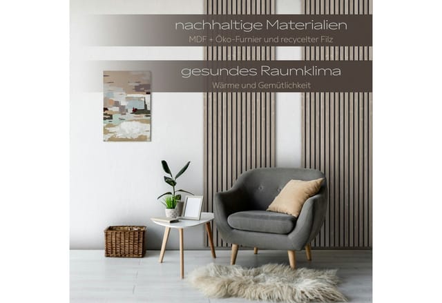 Lamellen Akustikpaneele 1,67 m² flexible Wandpaneele 278x60cm mdf Wandverkleidung schalldämmend: Vintage Oak - AP07, 4 Paneele - 6.68m² - Hexim