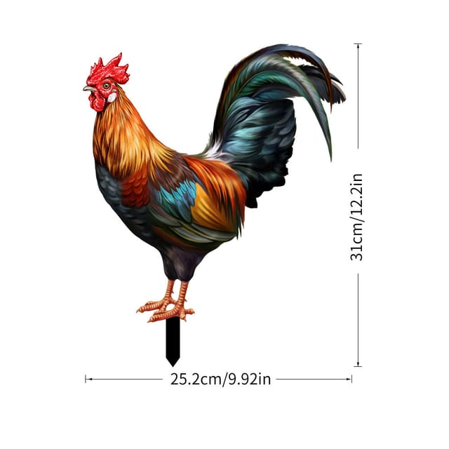 Sollbry Hahn-Gartenstecker, 1 Stück, Hahnstecker, Acryl-Dekoration, für Gartenrasen