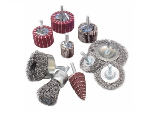 Satra Set De 10 Bürsten De Draht, Schleifbürsten, Bürsten De Filz, Durchmesser De 25 Mm Und Durchmesser De 76 Mm, Spanndorn De De 6 Mm