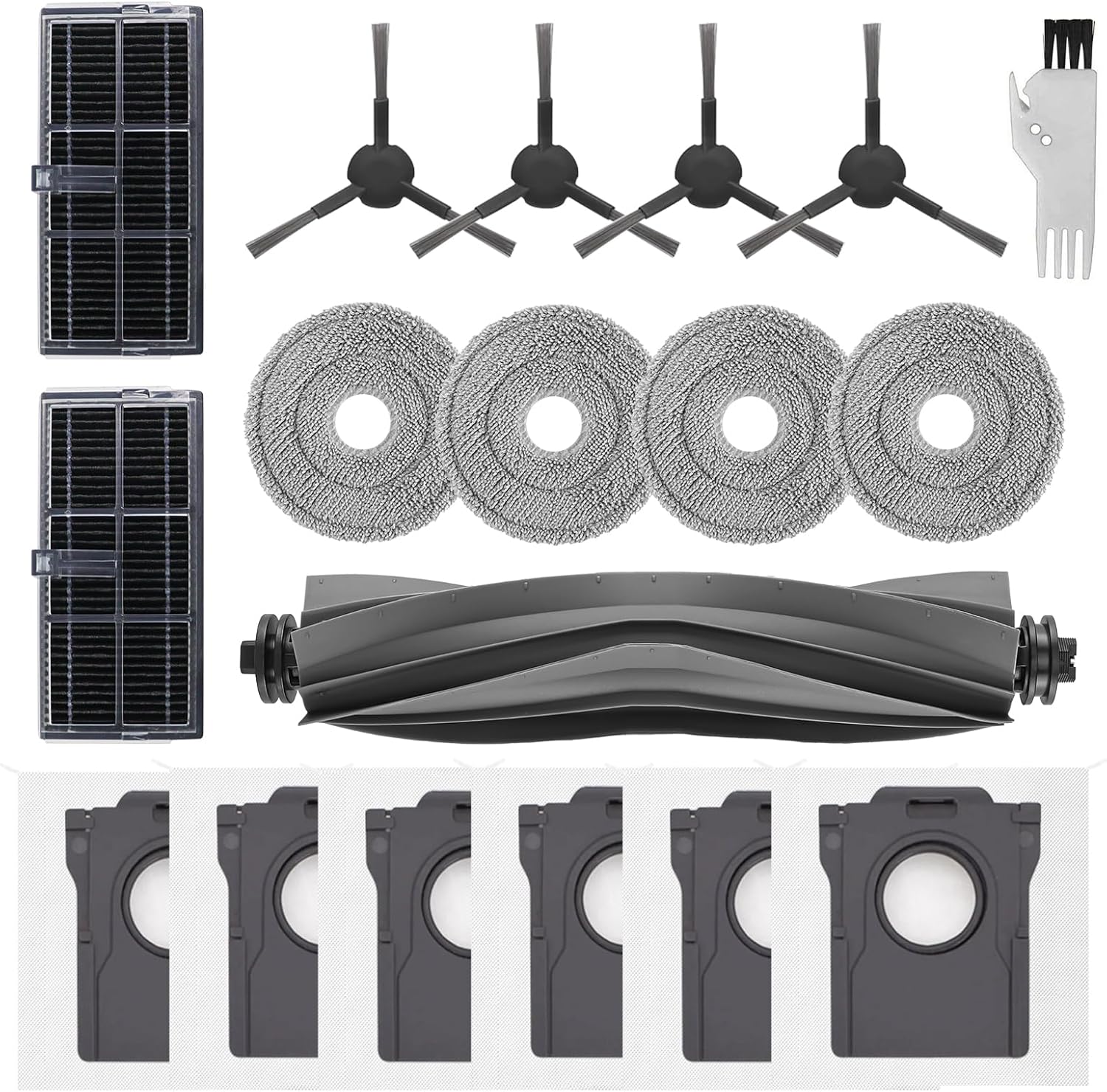 Ersatzteile Für Dreame L40 Ultra Ae, D20/l10s Ultra Gen 2, L10s Pro Heat, Mova E30 Ultra Saugroboter: 1 Hauptbürste, 2 Filter, 4 Seitenbürsten, 4 Wischmopps, 6 Beutel