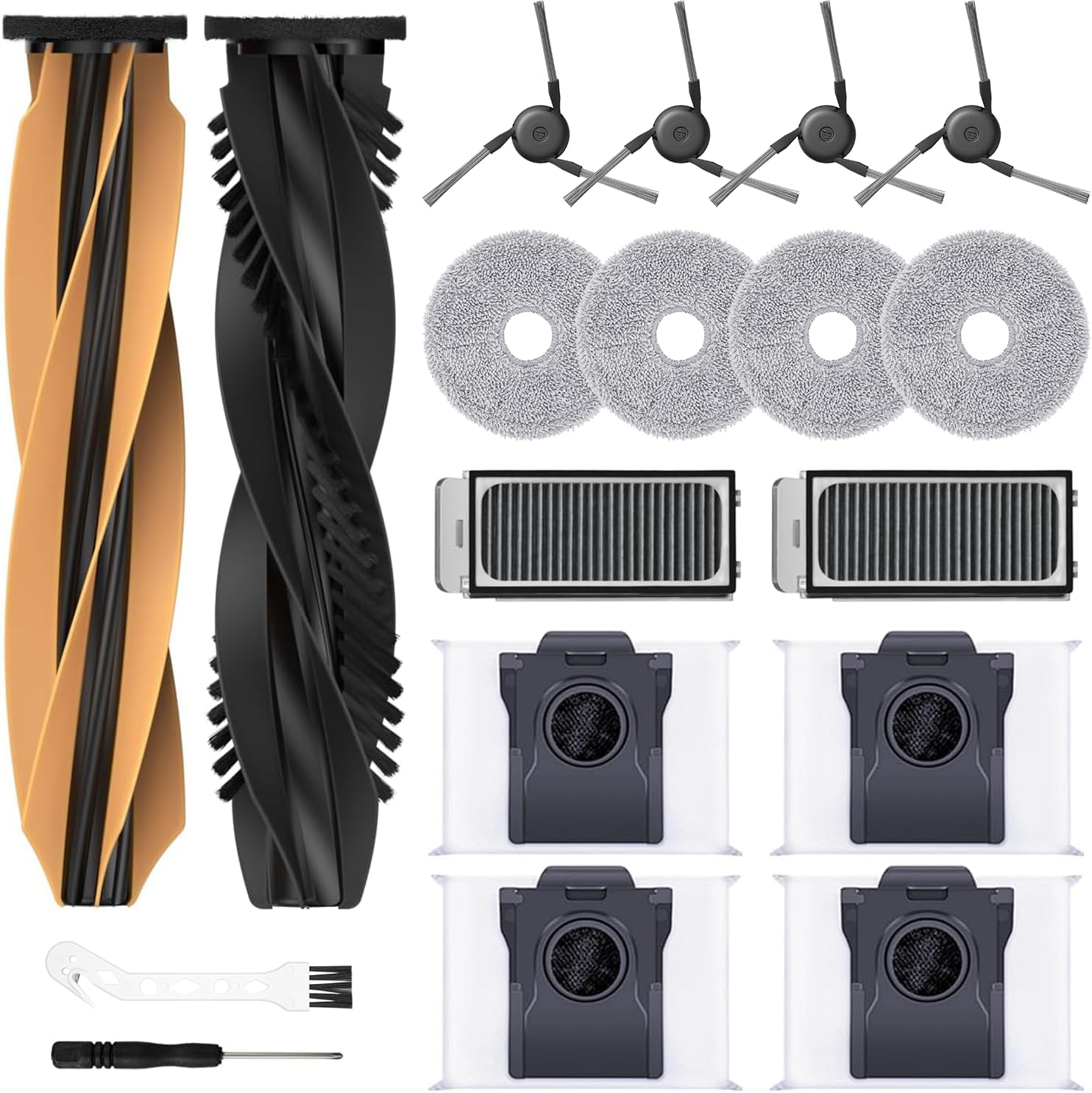 Zubehörset Für Dreame L40s Pro Ultra/x50 Ultra Complete/l50 Pro Ultra, 4 Staubbeutel, 4 Wischmopps, 2 Hauptbürsten, 4 Seitenbürsten, 2 Filter, Roboter-ersatzteile