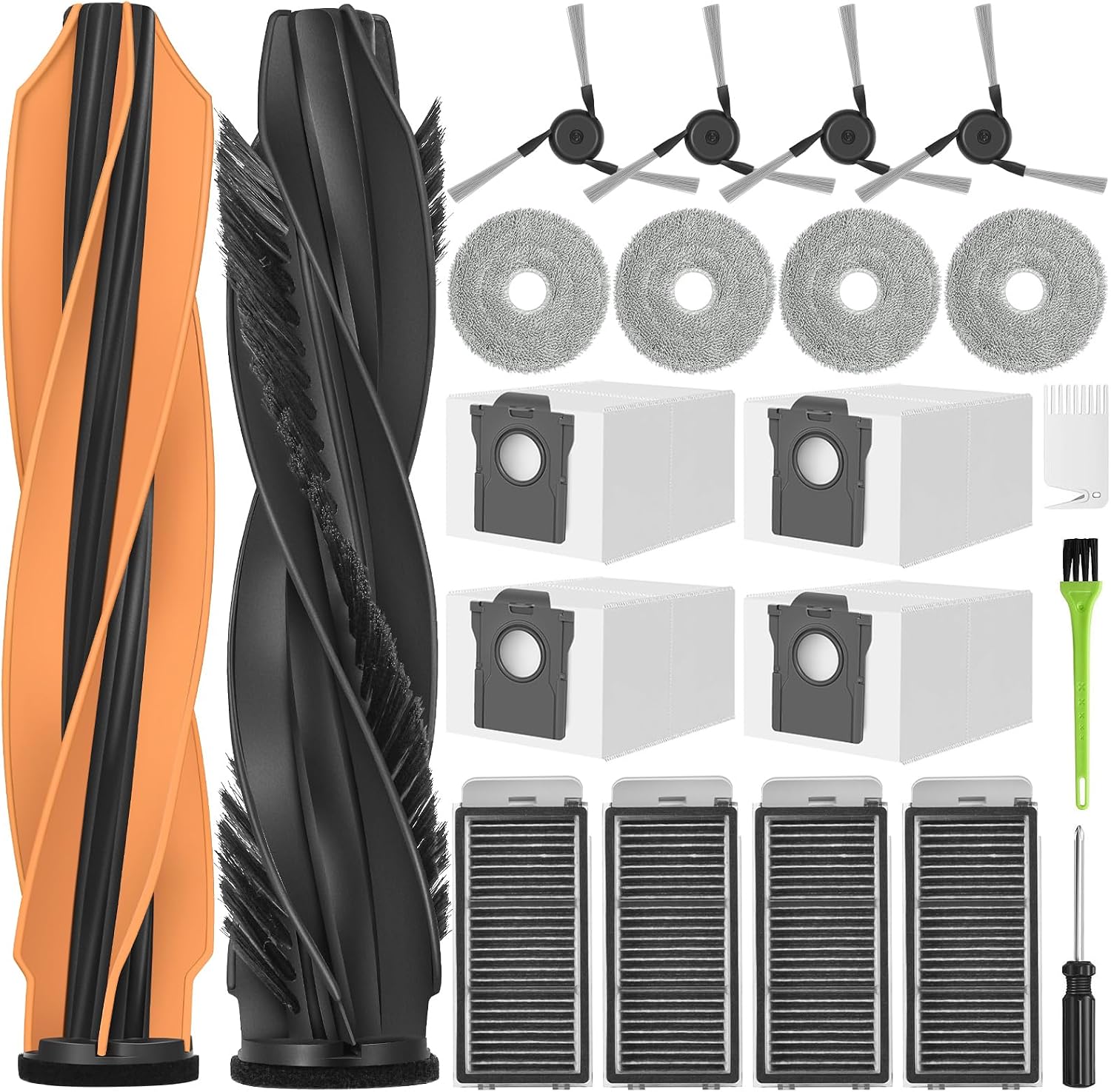 Zubehörset Für Dreame X50 Ultra (l40s Pro Ultra) / L50 Pro Ultra Ersatzteile: 2 Hauptbürsten, 4 Staubbeutel, 4 Reinigungstücher, 4 Filter, 4 Seitenbürsten