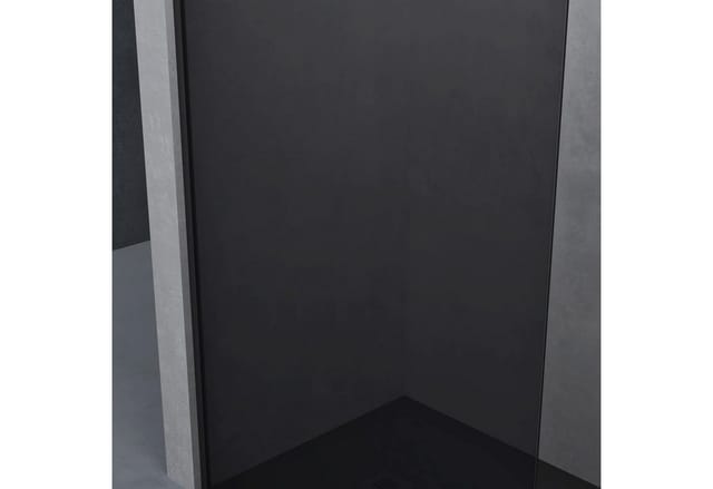 Luxus Duschwand Duschabtrennung 80x200 Schwarz Walk-In Dusche mit rechteckigem Stabilisator aus Echtglas 10mm ESG-Sicherheitsglas Klarglas vollgrau