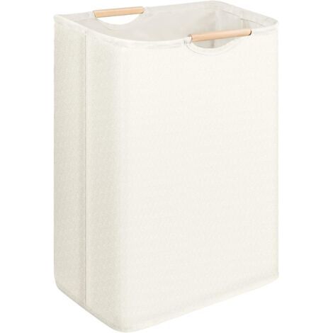 Houhence – Faltbarer Wäschekorb (60 L) – Holzgriff – Robustes Gewebe Mit Wasserdichter Pe-beschichtung – Maße: 55 X 40 X 27 Cm
