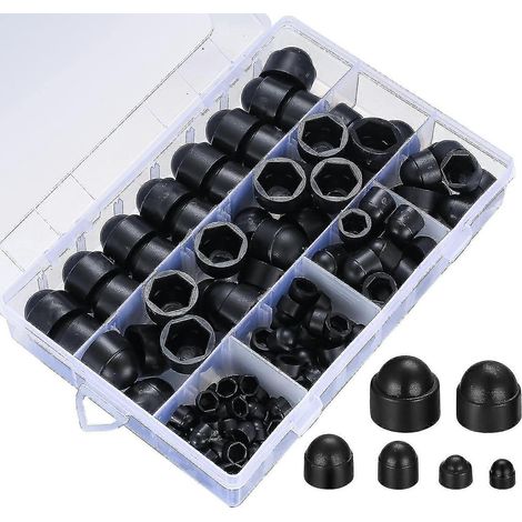 Klvgtifs Pu - 145 Schraubenabdeckungen, Schutzkappen Für Sechskantmuttern, Kunststoff-hutmuttern, Schwarze Schraubenkappen - M4/m5/m6/m8/m10/m12 - Ce