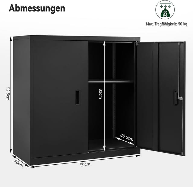 WOLTU Aktenschrank Büroschrank, Lagerschrank abschließbar, Ordnerschrankmit höhenverstellbarem Einlegboden, Metallschrank mit Schloss,