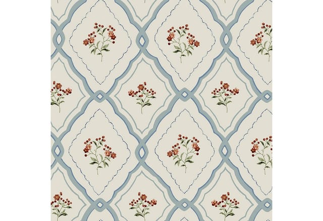 Laura Ashley - Pinford Trellis Vliestapet Blau 10mx52cm