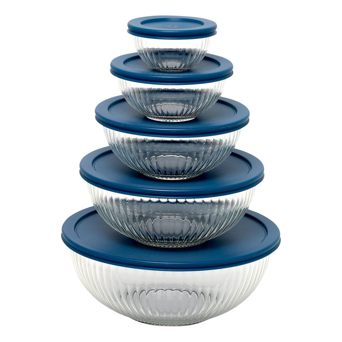 5er-set Runde Glasschüsseln „essentiels“, Durchmesser 27,3 Cm, 200 Ml, Transparent, Mit Deckel - 5five