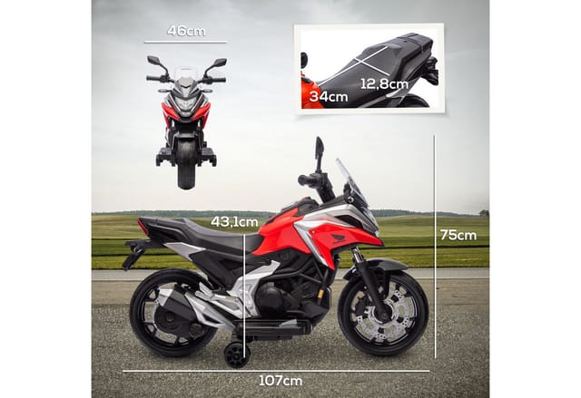 Elektro Kindermotorrad Elektromotorrad Mit Mp3, Usb, Stützrädern, Musik, Scheinwerfer, Kinder Elektro Motorrad Mit 2 Stützrädern Für Kinder Von 3-6 Jahren Rot - Aiyaplay