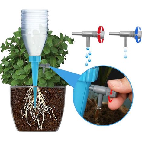 Tropfbewässerungsset Mit Flasche, 12-teiliges Automatisches Bewässerungskegel-set Für Den Innenbereich Mit Ventilen, Tropfbewässerungssystem Für Garten, Haus, Gemüsebeet, Pflanzenbewässerung Und Urlau