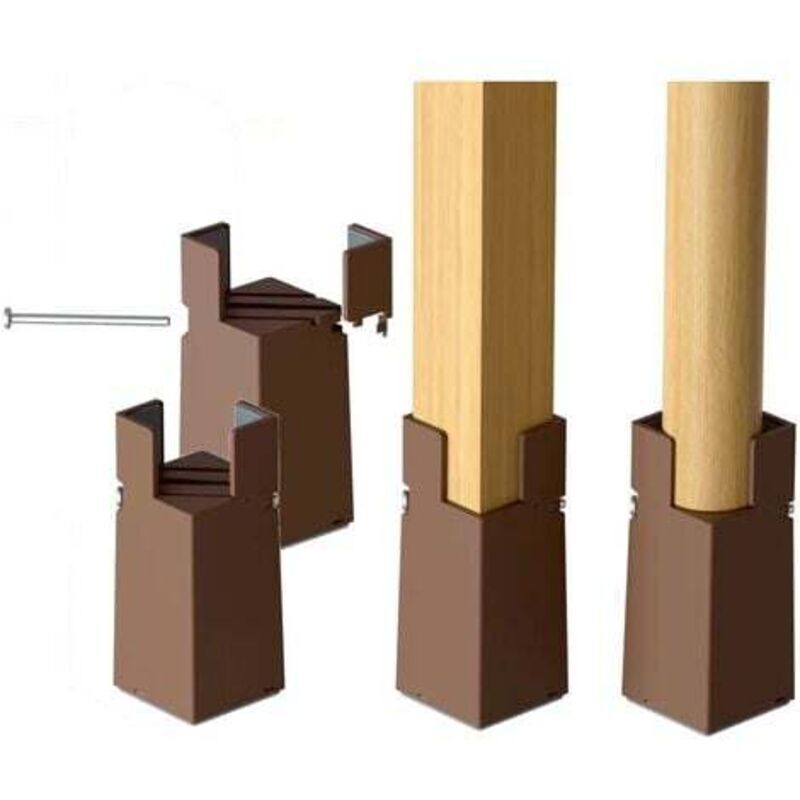Verstellbare Bettfüße (22–42 Mm), Möbelfüße (10 Cm) Für Stuhl-, Tisch- Und Sofabeine Mit Schraubklemmen, Braun