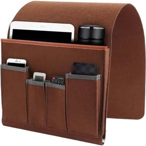 Aufbewahrungstasche Für Sofa-armlehnen, Aufbewahrungstasche Für Stühle Mit 5 Fächern, Bietet Platz Für Fernbedienung, Fußmatte, Zeitschrift, Brille Usw. (braun)