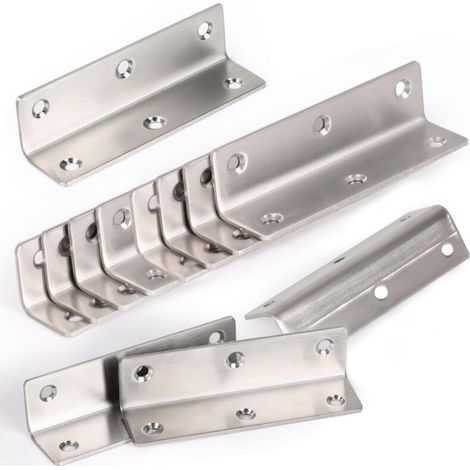 Set Mit 12 Perforierten Metallwinkeln (27 X 27 X 100 Mm) Aus Edelstahl Zur Befestigung Von Möbeln, Tischen, Stühlen Und Regalen.
