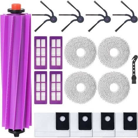 18-teiliges Zubehörset Für Den Eureka J15 Evo Ultra Saugroboter: Das Zubehör Umfasst 1 Hauptbürste, 4 Seitenbürsten, 4 Filter, 4 Tücher, 4 Staubbeutel Und 1 Reinigungsbürste.