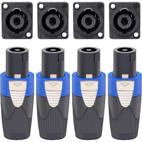 4-teiliges Speakon-anschlussset, 4-polige Drehbare Lautsprecherstecker Und Gehäuseeinbaubuchsen, Kompatibel Mit Nl4fc, Nl4fx, Nl4mpr