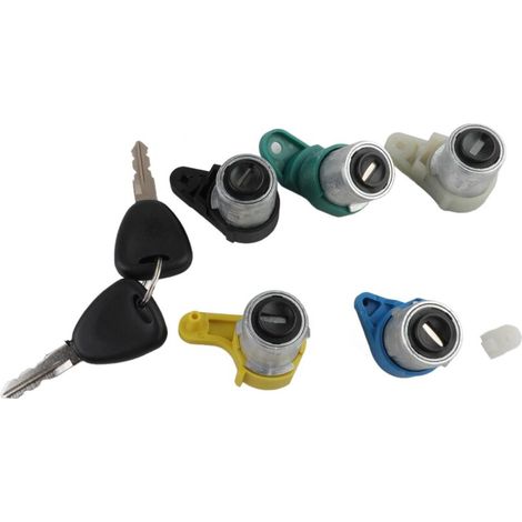 Satz Mit 5 Türschlössern Für Kangoo 1 Und Nissan Kubistar Mit 2 Schlüsseln: Vorne Links, Rechts, Seite, Hinten, Rechts Angeschlagen, Zündschloss 7701472590