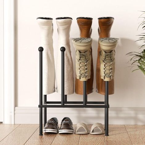 Freistehendes Schwarzes Schuhregal Aus Metall Für Studentenwohnheim, Kleiderschrank, Eingangsbereich, Terrasse, Flur, Schwarzes Schuhregal, Geeignet Für 4 Paar Schuhe