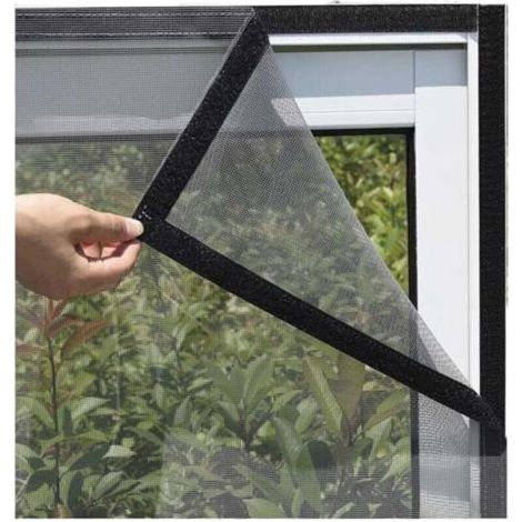 Zuschneidbares Moskitonetz Für Fenster, 120 X 150 Cm – Feinmaschiges, Insektenabweisendes Netzgewebe – Einfache Montage Ohne Bohren – Schwarz