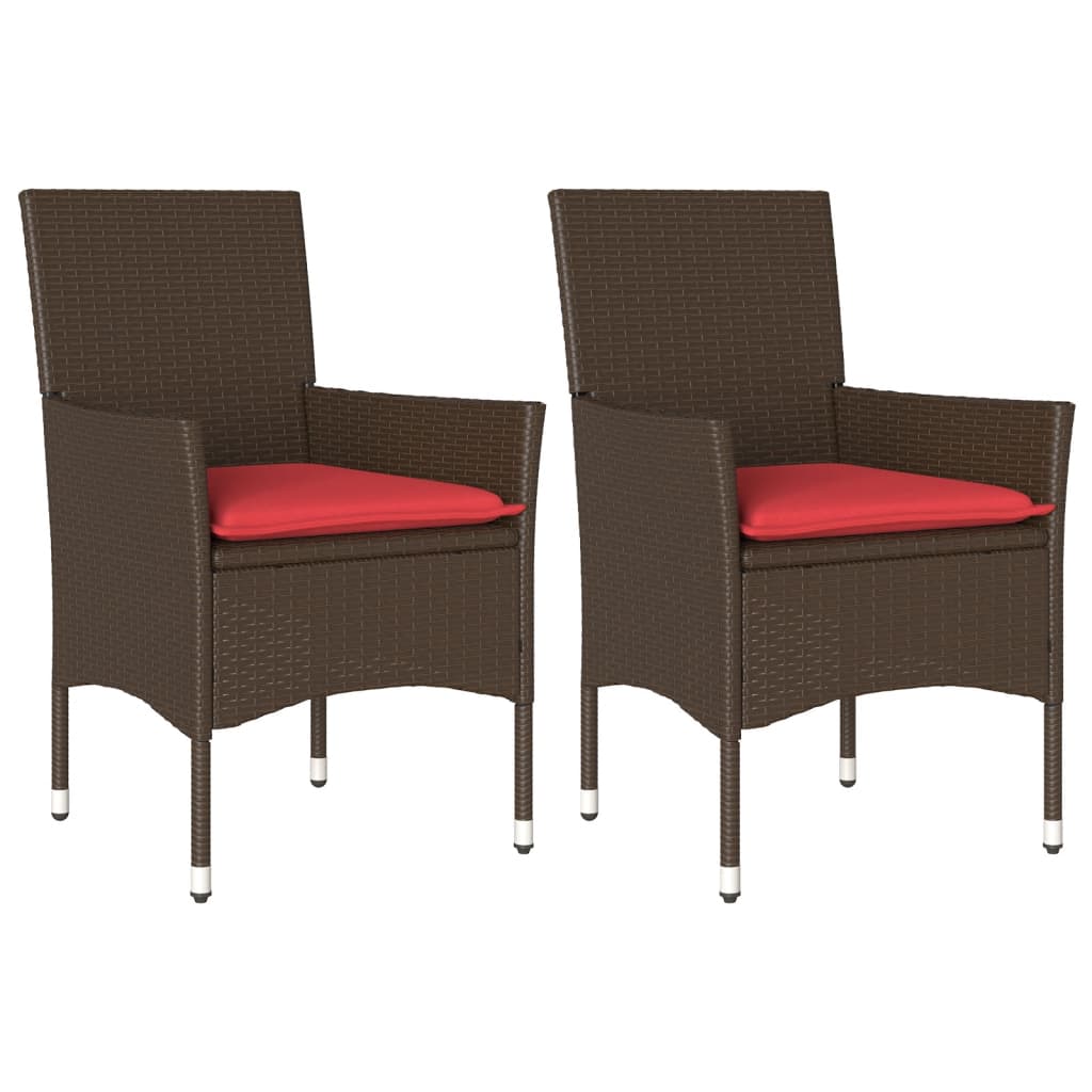 Vidaxl Garden Chairs With Cushions 2 Pcs Brown Poly Rattan (us Only)