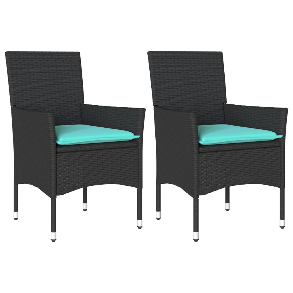 Gartenstühle Mit Kissen 2 Stk. Schwarz Poly Rattan Vidaxl