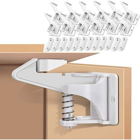 Set Mit 12 Sicherheitsschlössern Für Möbel, Unsichtbar Und Ohne Bohren Anzubringen. Geeignet Für Kinderschubladen, Küchenschränke Usw.