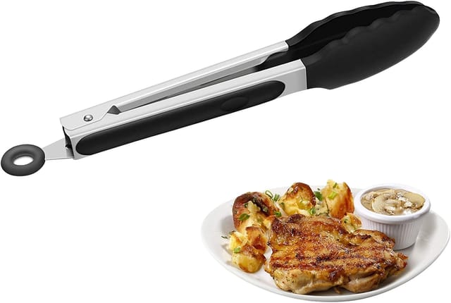 Ahlsen Professionelle Küchenzange, Edelstahl-Grillzange, hitzebeständige Küchenzange, Silikon-Lebensmittelzange, Wärmeisolierung, Grillzange,