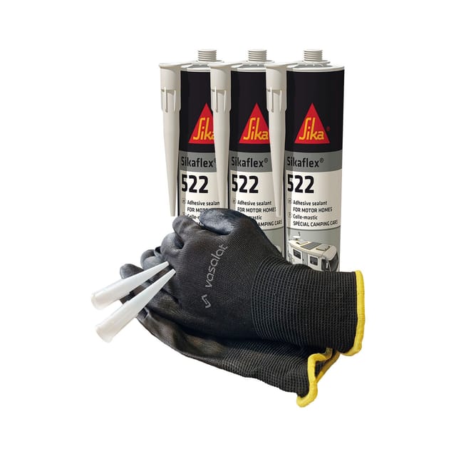 Sika Sikaflex 522 stp Kleber - Wohnwagen Dichtmasse und Klebstoff für den Innen- und Außenbereich - ideal zum Abdichten, 300ml weiß 3er Set mit 5