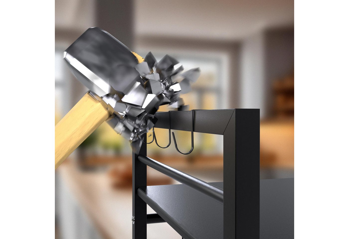 Mikrowellenregal Marana stufig schwarz 3-stufig