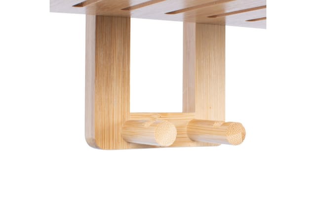 Schulte Duschablage zum Hängen aus Bambus Holz, 2 Etagen Fächer, Aufbewahrungsfächer für Dusche, Duschregal