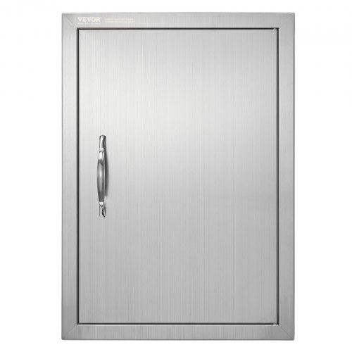 Vevor Grillzugangstür, 432 X 610 X 46 Mm, Einzelne Außenküchentür, Flächenbündig Montierte Edelstahltür, Vertikale Wandtür Mit Griff, Für Grillinsel, Grillstation, Außenschrank Usw.