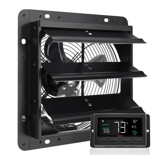 Abluftventilator, 254 Mm, Temperatur-feuchtigkeitsregler, Ec-motor, 843 Cfm, Wandlüfter Mit Geschwindigkeitsregelung Zur Wandmontage, Belüftung Und Kühlung Für Gewächshäuser, Garagen, Schuppen