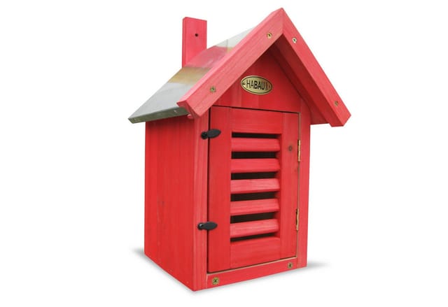 HABAU Florfliegenkasten / Insektenhotel, Rot, mit Metalldach, 20 x 20,5 x 37,5 cm