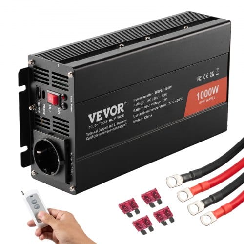 Mophorn - Vevor Wechselrichter Mit Reiner Sinuswelle 1000w Dc 12v Ac 230v Spannungswandler Mit 2 Ac-steckdosen 2 Usb-anschlüssen 1 Typ-c-anschluss Fernbedienung Für Kleine Heimgeräte Wie Smartphone-laptop