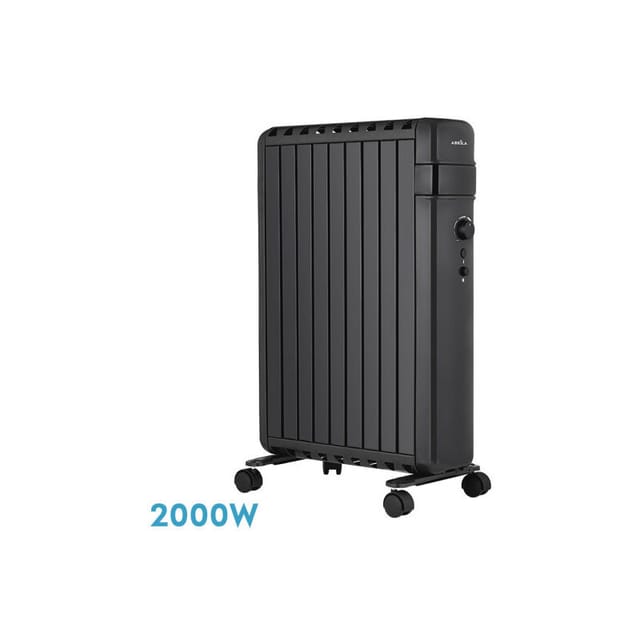Fabrilamp - lradiator polonia 2000w schwarz geschlossene Lamellen 9Elemente 3Leistungen Kippschutz 63,5x45x24,5 cm