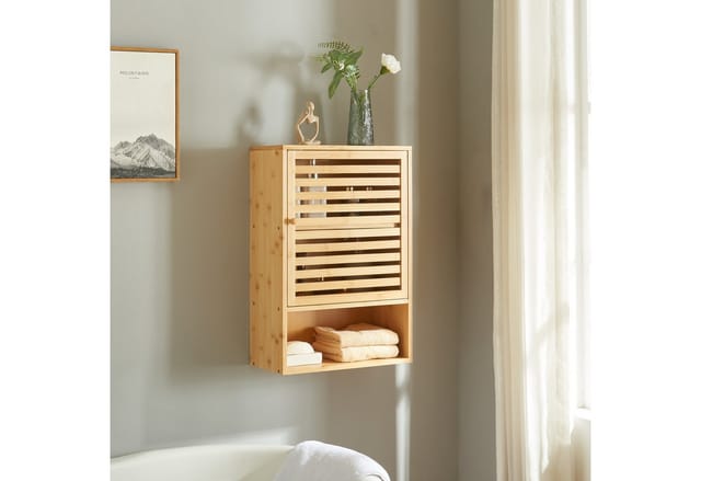 Badezimmerschrank Gjesdal 60x40x20 cm Bambus [en.casa]