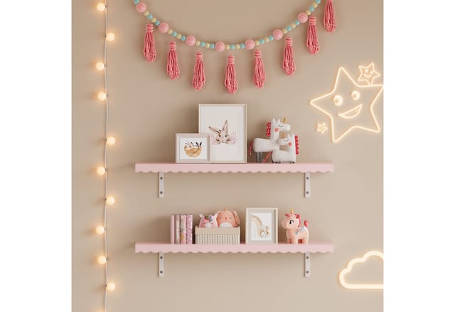 Kinder-Wandregal 2er Set Vestnes 80x17x4 cm Cotton Candy [en.casa]